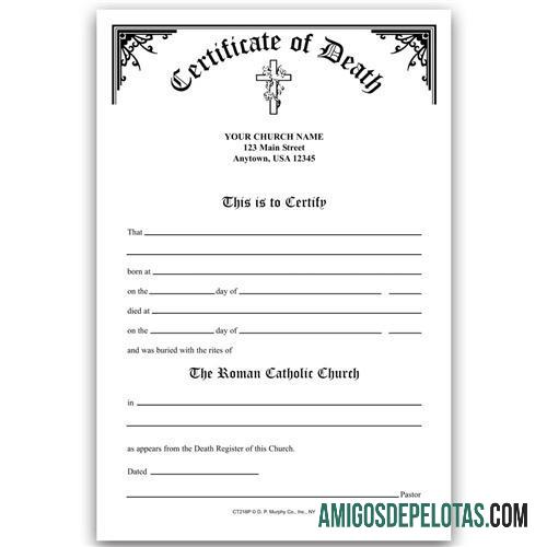 Certidão de Óbito da Igreja Católica Romana dos EUA baixar para verificação